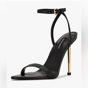 Nine West Black Heels with Gold Accents